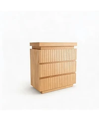 homfan 3-Drawer Dresser with Fluted Design and Floating Top, Modern Chest for Bedroom Entryway Small Spaces