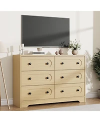 homfan 6-Drawer Dresser with Deep Drawers and Metal Knobs, Mid Century Modern Chest for Bedroom Living Room Entryway