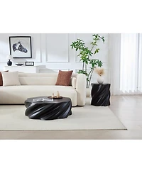 Streamdale Furniture 35" Round Petal-Shape Fluted Drum Coffee Table, Fiberglass