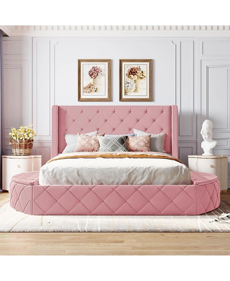 Streamdale Furniture Storage Bed with Wingback Headboard