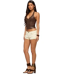 Edikted Women's Vaya Studded Faux Leather Halter Top