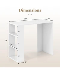 Slickblue 36 Inch Computer Desk with 3 Open Shelves Storage