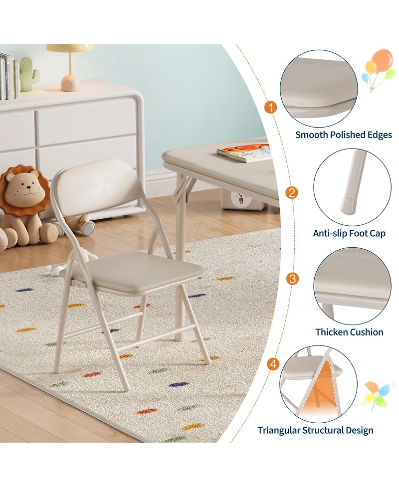 homfan 5-Piece Kids Table and Chair Set - Lightweight Compact Children s Furniture Pu Leather Waterproof Easy Clean Safe Rounded Design