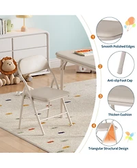 homfan 5-Piece Kids Table and Chair Set - Lightweight Compact Children s Furniture Pu Leather Waterproof Easy Clean Safe Rounded Design