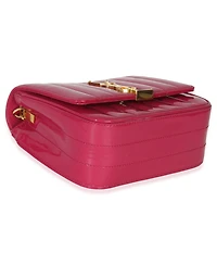 Pre-Owned Saint Laurent Pink Patent Matelasse Monogram Small Vicky Chain Bag