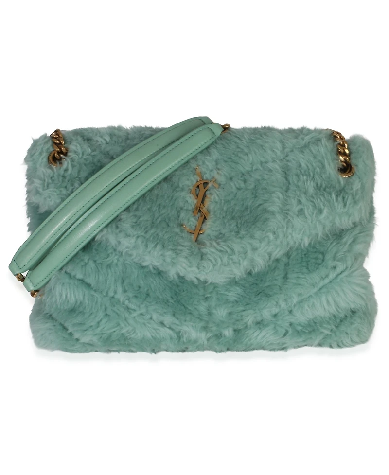 Pre-Owned Saint Laurent Shearling Quilted Monogram Small Loulou Puffer Chain Satchel
