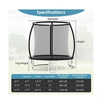 Ruie 8 ft Outdoor Heavy-Duty Recreational Trampoline with Safety Enclosure
