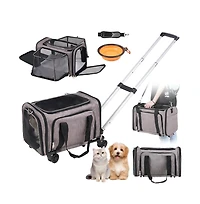 Ruie Rolling Pet Carrier with Telescopic Handle for Small Cats and Dogs up to 25 lbs
