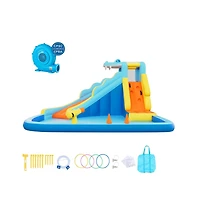 Ruie Inflatable Bounce House Water Slide Splash Pool Climbing Wall for 3 to 4 Kids