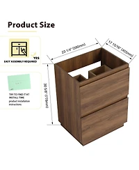 Sillysis Bathroom Vanity Cabinet Only, Freestanding Engineered Wood with 2 Drawers