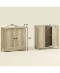 Sillysis 23.5 Inch Bathroom Under Sink Storage Cabinet, Mdf Freestanding Vanity with Adjustable Shelf and Double Doors for Small Bathrooms