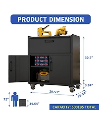 Viyet 35"H Rolling Metal Tool Cabinet