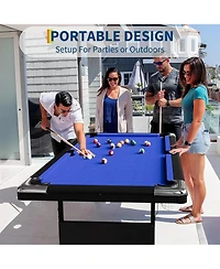 Xo Space-Saving Folding Pool Table Set, Portable Billiard Table with Accessories, Steel Frame Game Table for Home Rec Room