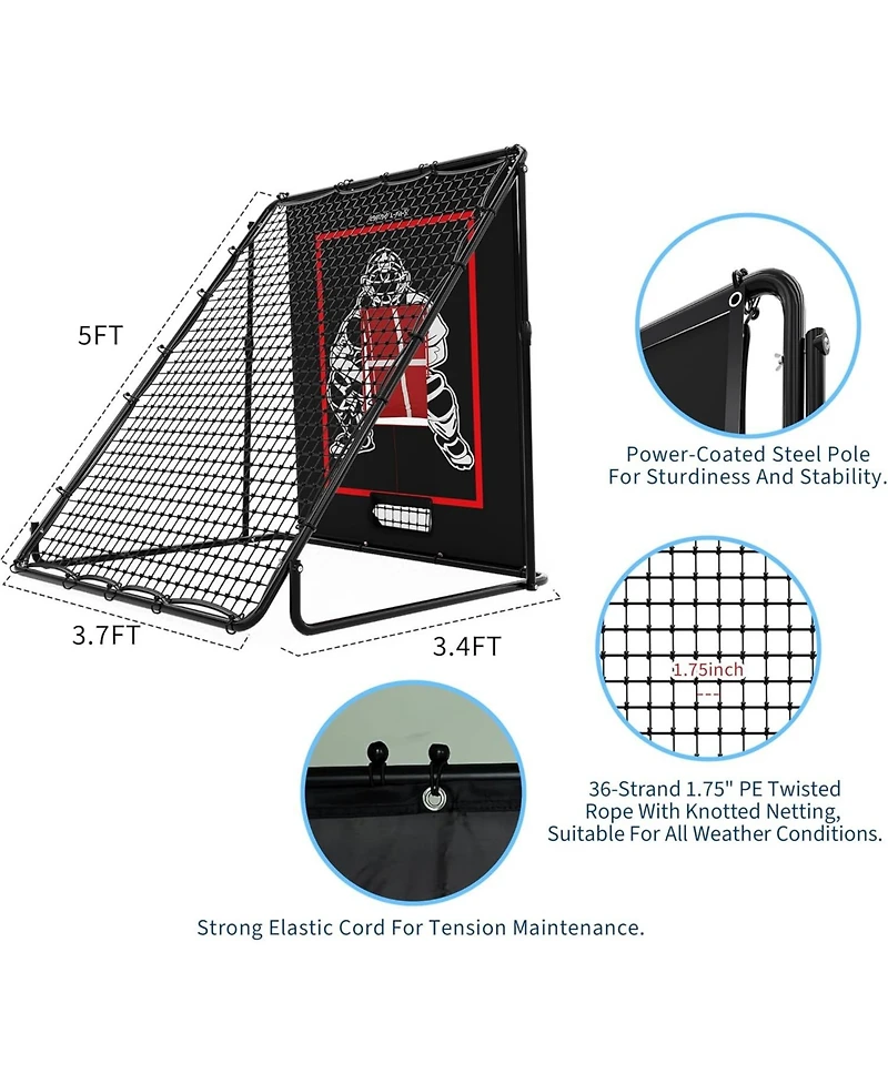 Xo Baseball Pitching Net and Rebounder, Dual-Sided Trainer with Strike Zone, Portable Baseball Softball Practice Net