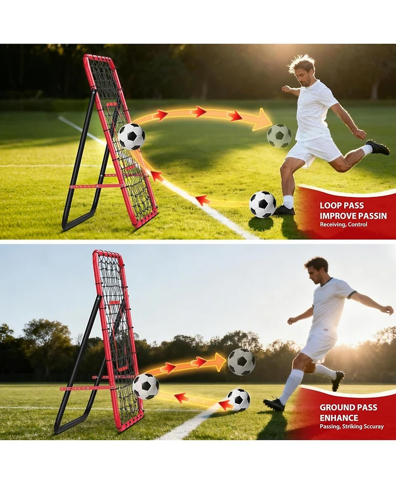Xo Adjustable Soccer Rebounder Net 6x4 Ft, Heavy Duty Bounce Back Trainer, Steel Frame Portable Practice Net for Backyard Training