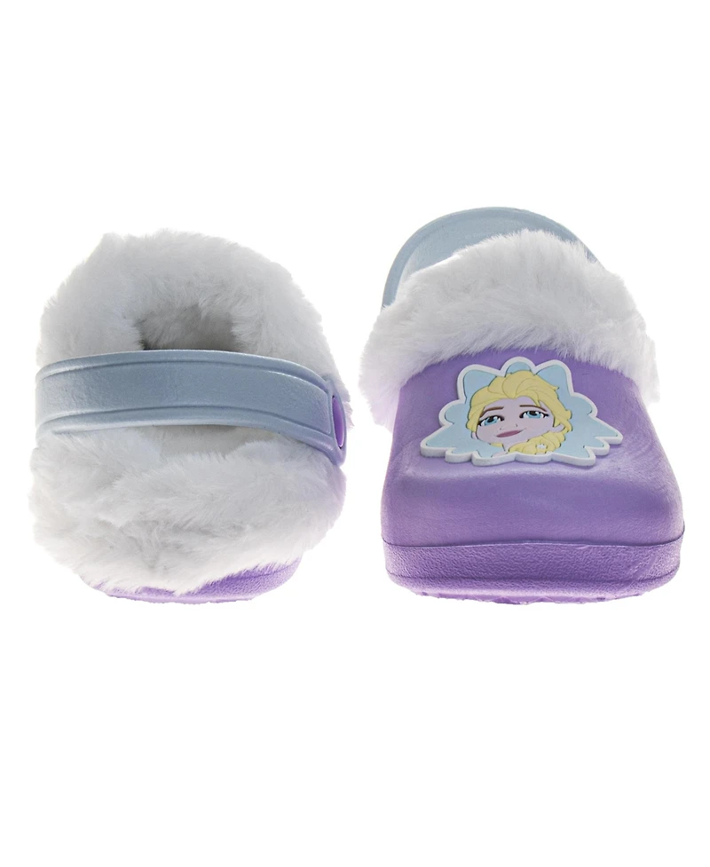 Disney Girls' Frozen Anna and Elsa Clogs Fuzzy, Fleece Lined, and Warm Garden Shoes