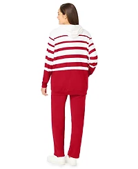 Woman Within Plus Striped Full Zip Jacket Set