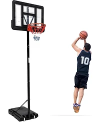 Xo Portable Basketball Hoop for Kids and Adults, Adjustable Outdoor Basketball Goal System for Backyard Driveway Indoor Play, Durable Steel Frame