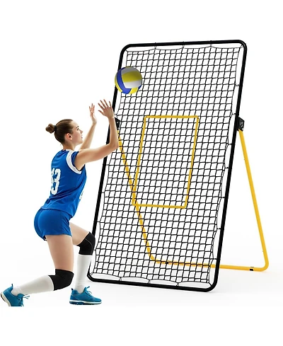Xo Volleyball Rebounder Net, Adjustable Bounce Trainer for Serving Passing, Portable Foldable Training Net