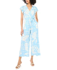 Sam & Jess Women's Printed Tie-Waist Flutter-Sleeve V-Neck Jumpsuit