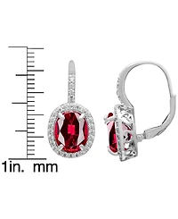 Macy's Lab-Grown Ruby (6 ct. t.w.) and Lab-Grown White Sapphire (0.56 ct. t.w.) Leverback Earrings in Sterling Silver