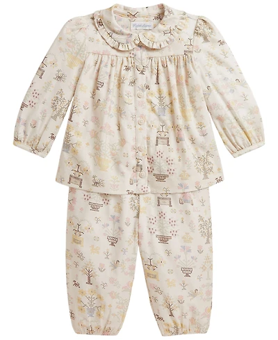Polo Ralph Lauren Baby Girls' Bear Long-Sleeve Top and Pants, 2-Piece Set