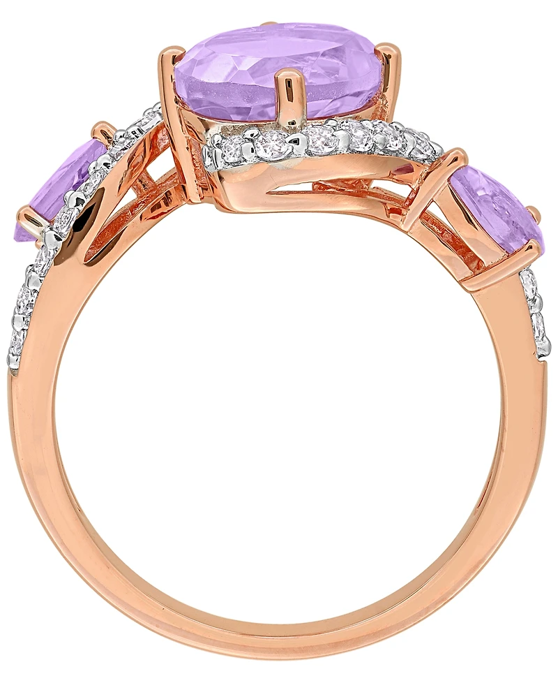 Macy's Amethyst (2-3/8 ct. t.w.) & White Topaz (5/8 Ring 18k Rose Gold-Flash Plated Silver