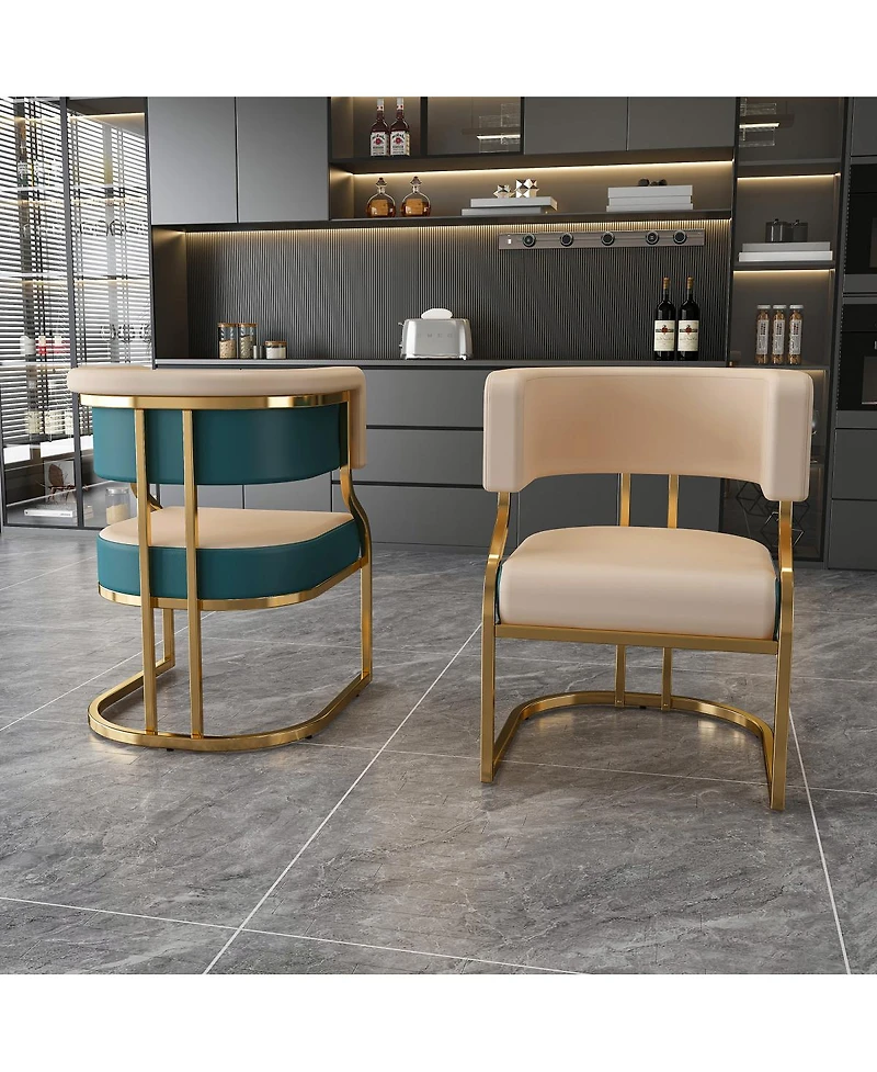 Streamdale Furniture Modern Dining Chairs Set of 2, Iron Frame, Pu Upholstered Accent Chairs