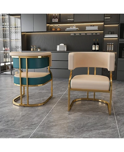 Streamdale Furniture Modern Dining Chairs Set of 2, Iron Frame, Pu Upholstered Accent Chairs