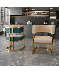 Streamdale Furniture Modern Dining Chairs Set of 2, Iron Frame, Pu Upholstered Accent Chairs