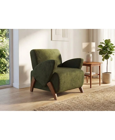 Streamdale Furniture Velvet Accent Chair with Birch Legs