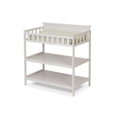 Sorelle Farmhouse Changing Table with Pad and Shelves, Weathered