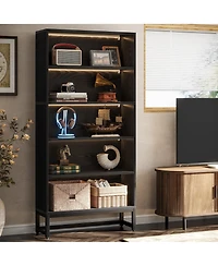 Slickblue Modern 5-Tier Bookshelf with Led Lighting for Living Room or Study