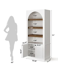 Slickblue 71 Inch Modern 6-Tier Bookcase with Doors for Home or Office
