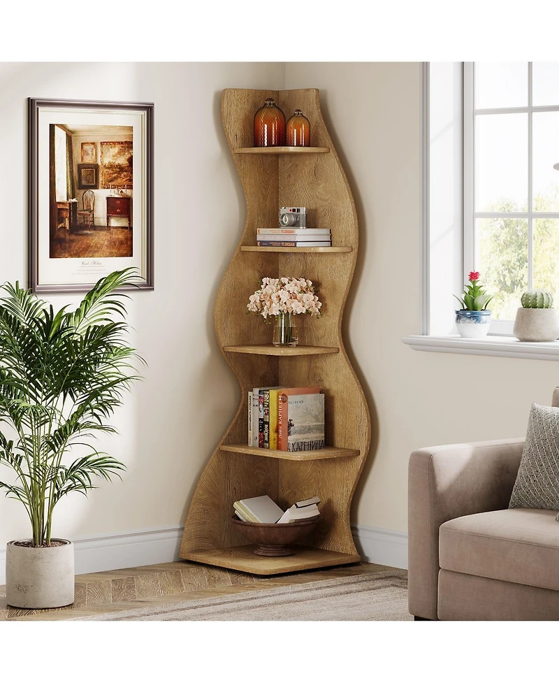 Slickblue 5 Tier Corner Display Rack for Living Room Bedroom and Office