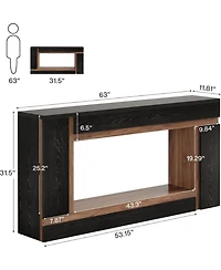 Slickblue 2-Tier Wooden Console Table, Rectangular Sofa Table for Entryway and Hallway