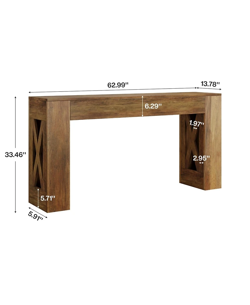 Slickblue Sofa Console Table with 2 Drawers and X-Shaped Legs, Narrow Design