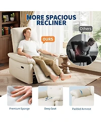 homfan Pu Leather Upholstered Power Recliner Chair, 270degree(s) Swivel Rocking Glider with Usb Charging Port, Comfortable Rocker Nursery Single Sofa