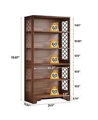 Slickblue Modern 70.8 Inch Bookshelf with 6 Tier Storage Design