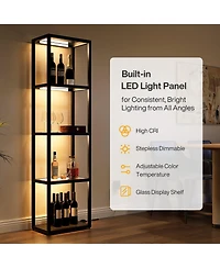 Slickblue Modern Floor Lamp with Glass Shelves and Built In Led Light