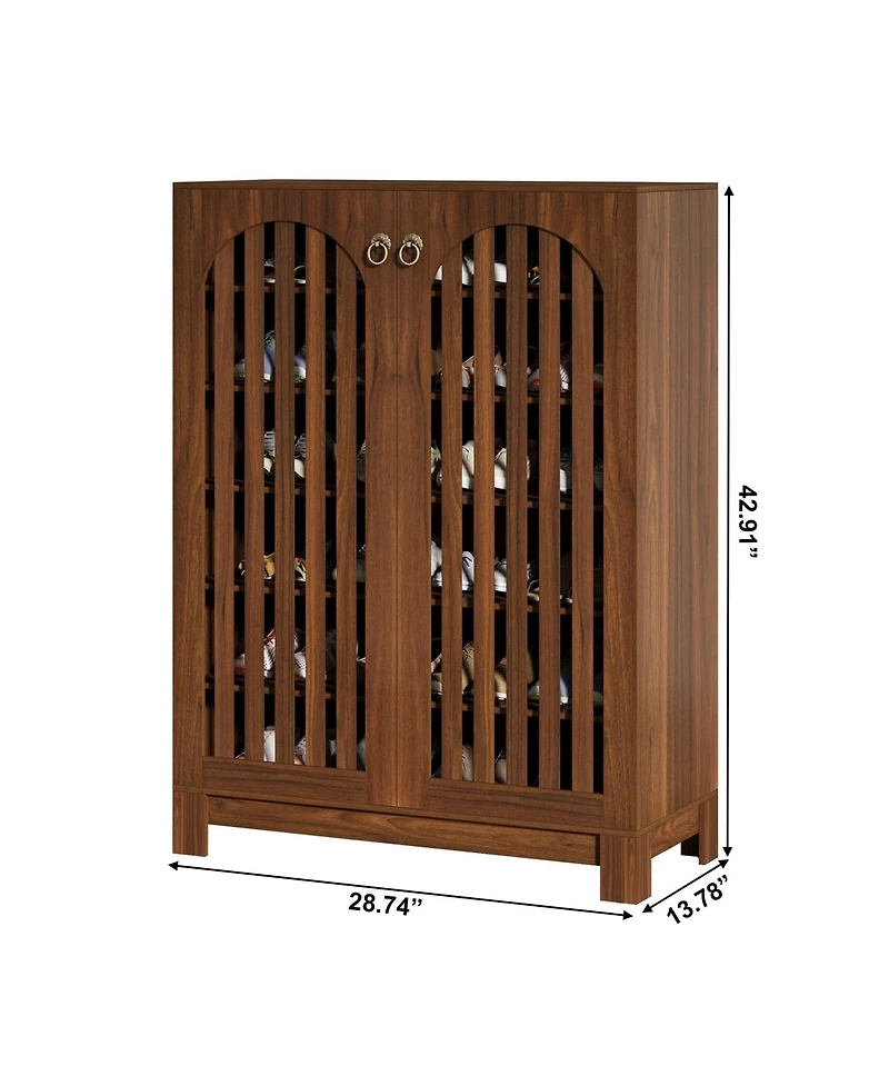 Slickblue Modern Shoe Cabinet with 6 Tier Storage Shelves and Doors