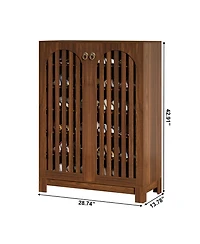 Slickblue Modern Shoe Cabinet with 6 Tier Storage Shelves and Doors
