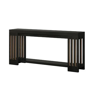 Slickblue 2-Tier Farmhouse Sofa Console Table with Vertical Stripe Legs
