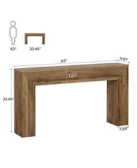 Slickblue Fluted Entryway Console Table with Rustic Wood Finish for Living Room