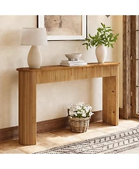 Slickblue Fluted Solid Wood Entryway Console Table with Retro Accent Design