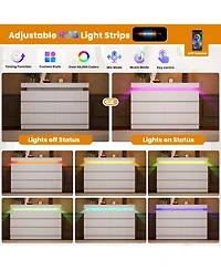 homfan 47" 6-Drawer Dresser with Led Light and Charging Station, Storage Chest for Bedroom and Living Room