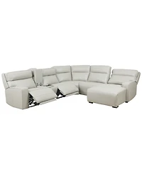 Zackary 6-Piece Leather Chaise Sectional with 3 Power Motion & Console, Macy's Exclusive