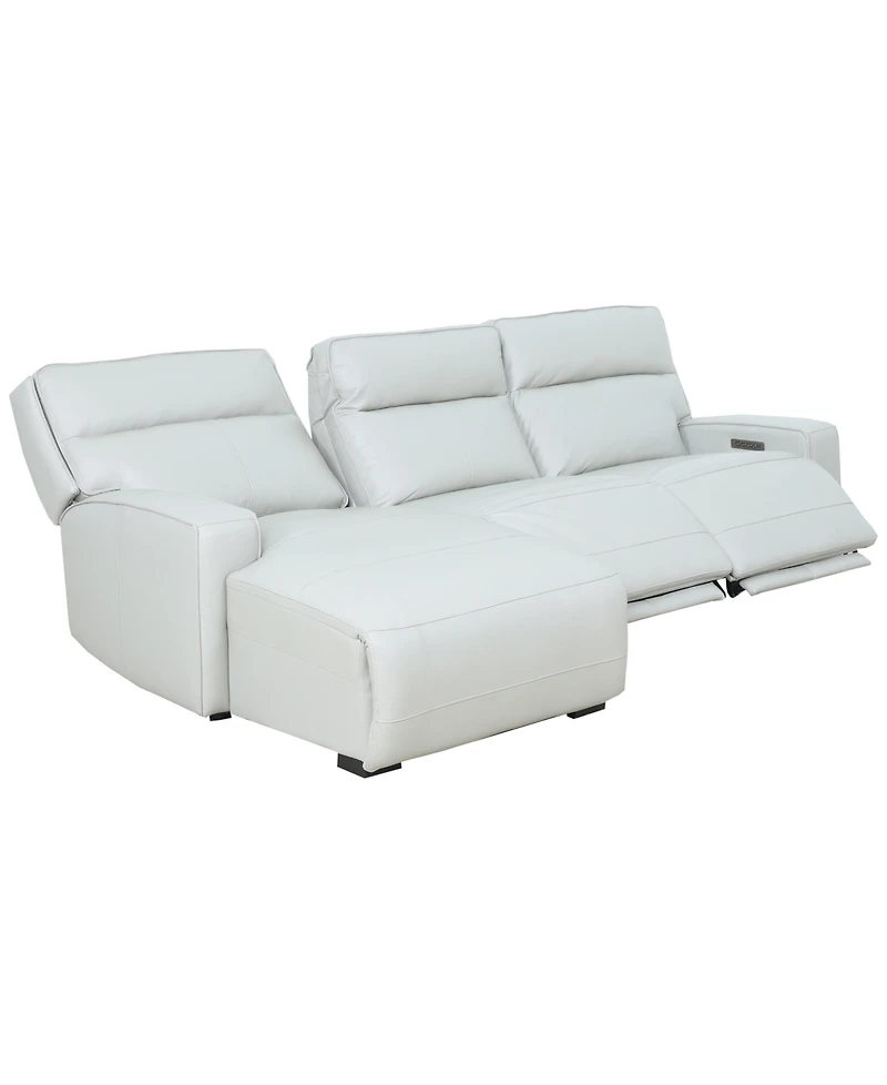 Zackary 3-Piece Leather Chaise Sofa with 3 Power Motion, Macy's Exclusive