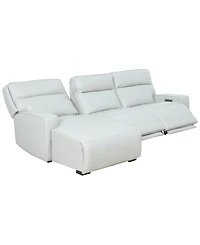 Zackary 3-Piece Leather Chaise Sofa with 3 Power Motion, Macy's Exclusive