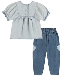 Levi's Baby Girls' Yoke Top and Balloon Pants, 2-Piece Set